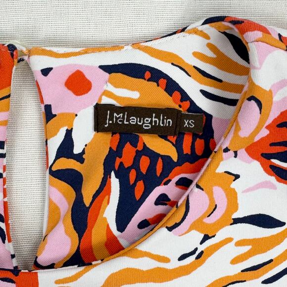 J McLaughlin Women's Catalina Knit Flora Sheath Dress XS Orange Pink - Picture 2 of 13